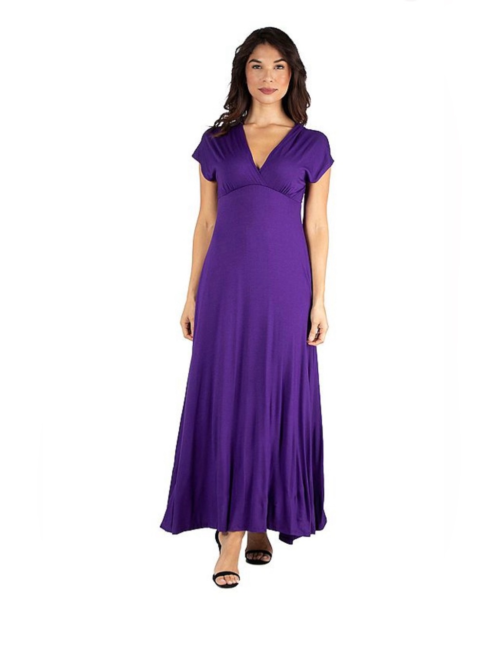 NWT Women's 24seven Comfort Apparel Cap Sleeve V-Neck Maxi Dress Size XL